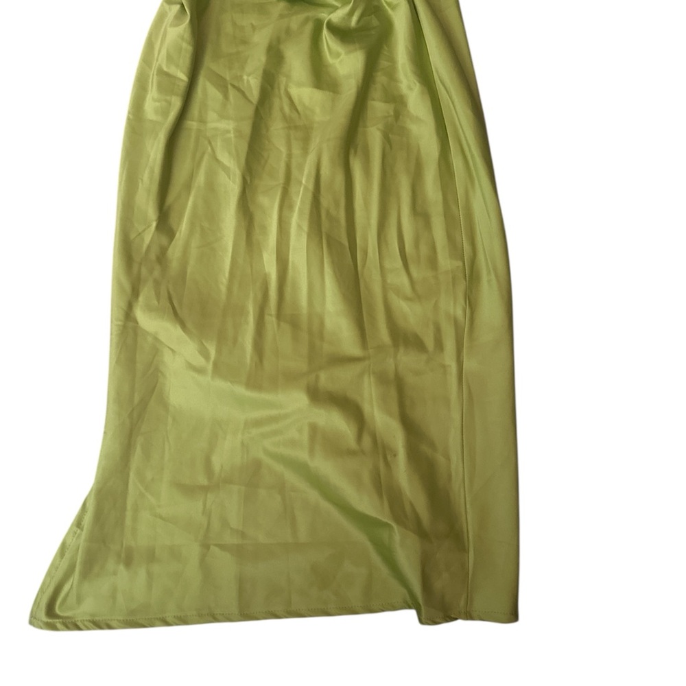 Two Way Women’s Satin Lime Green Italian Maxi Skirt - Picture 2 of 3